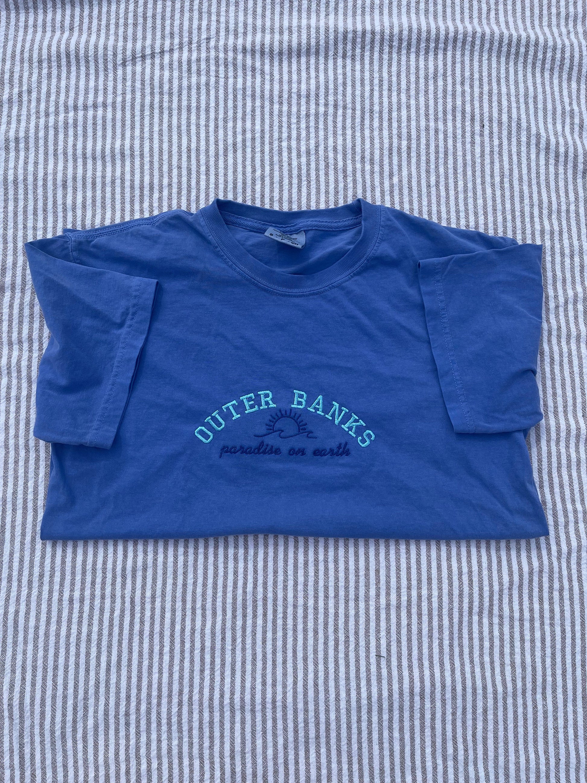 Outer Banks Embroidered T-shirt/OBX/Paradise on Earth/Pogue