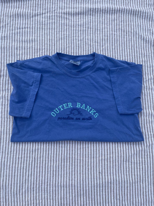 Outer Banks Embroidered T-shirt/OBX/Paradise on Earth/Pogue