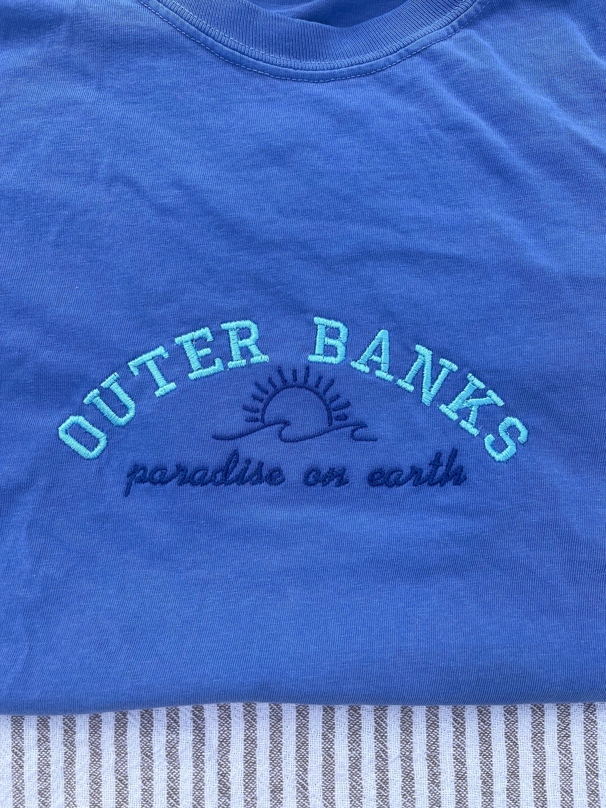 Outer Banks Embroidered T-shirt/OBX/Paradise on Earth/Pogue